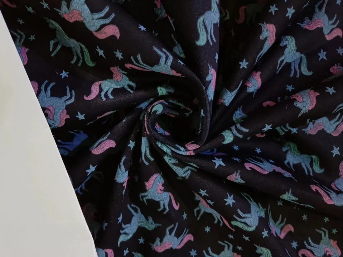 100% Cotton Denim  Fabric 58" wide available in FIVE STYLES  styles [ZIG ZAG / UNICORN / HEART / DENIM BLUE STARS /DINOSAUR/BLACK,BLUE STARS] [15054/55/66/68/15351/54]