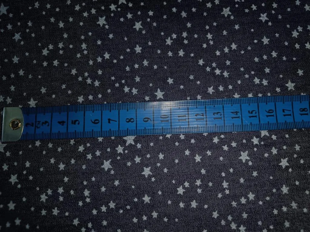 100% Cotton Denim  Fabric 58" wide available in FIVE STYLES  styles [ZIG ZAG / UNICORN / HEART / DENIM BLUE STARS /DINOSAUR/BLACK,BLUE STARS] [15054/55/66/68/15351/54]