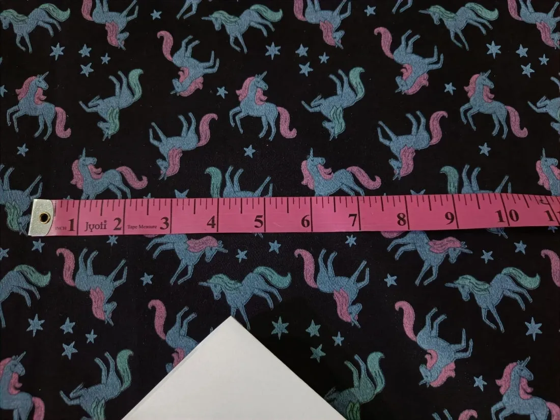 100% Cotton Denim  Fabric 58" wide available in FIVE STYLES  styles [ZIG ZAG / UNICORN / HEART / DENIM BLUE STARS /DINOSAUR/BLACK,BLUE STARS] [15054/55/66/68/15351/54]