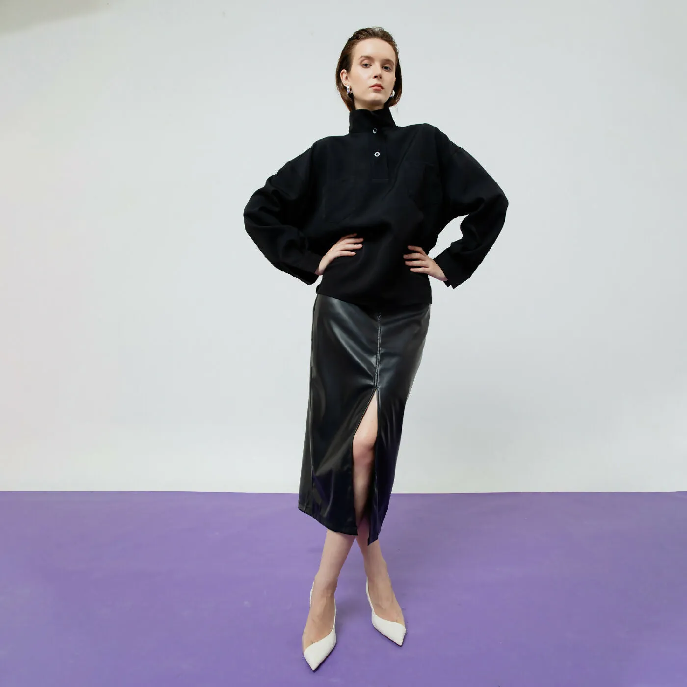 ATSTHELABEL GWEN BLACK TURTLENECK TOP