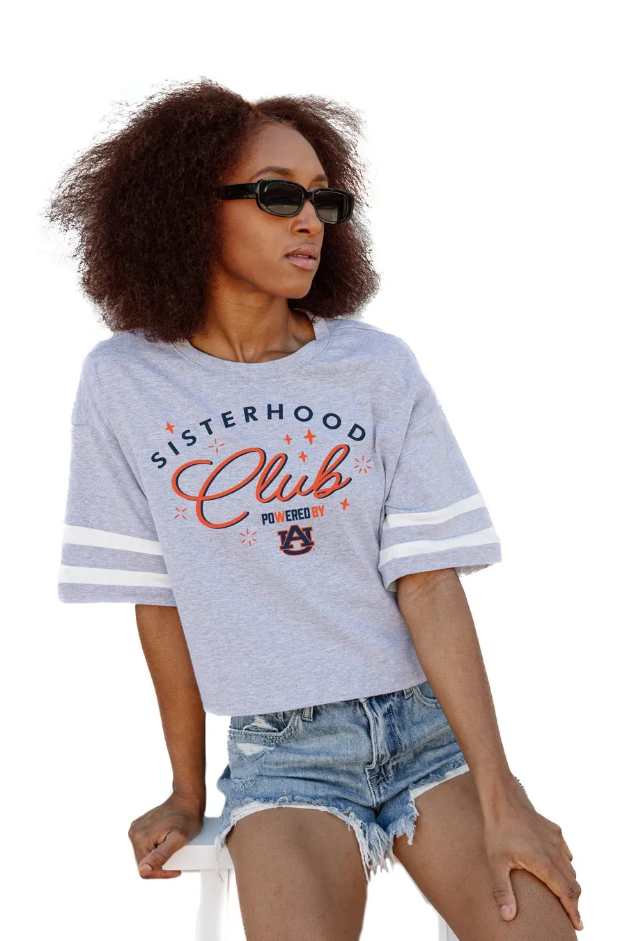 AUBURN TIGERS SISTERHOOD CLUB DROP SHOULDER MID-CROP TEE