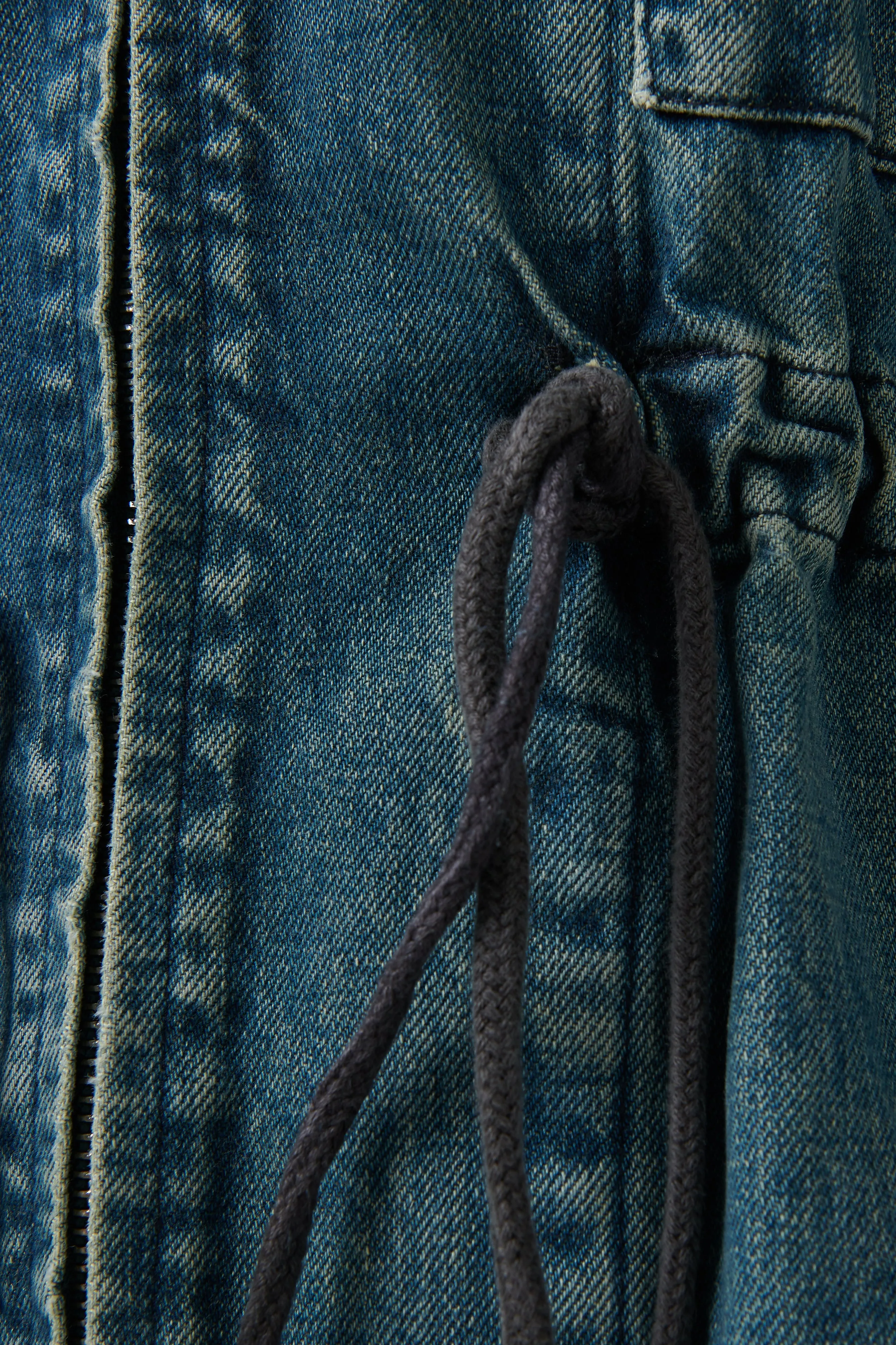Blue Gathered Denim Jacket