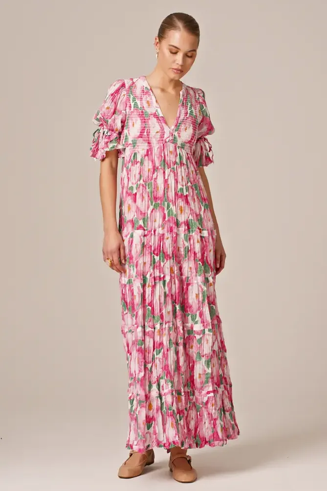 Bohemian Maxi Dress in Peonies
