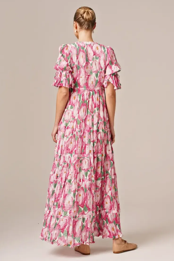 Bohemian Maxi Dress in Peonies