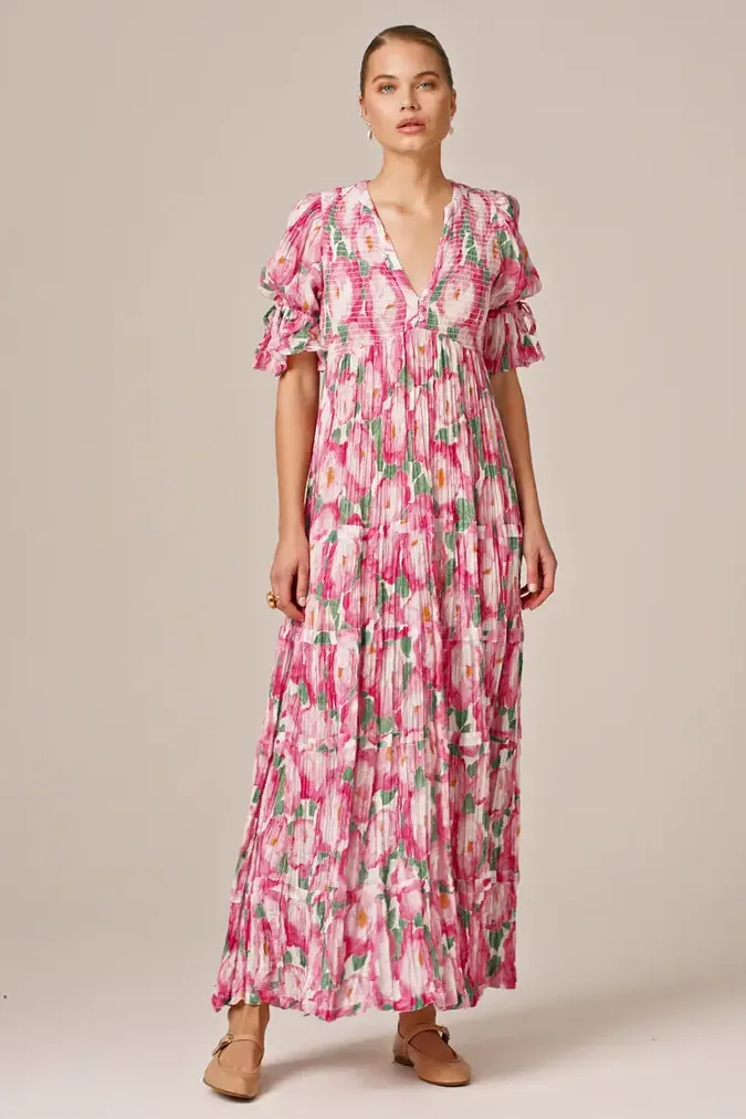Bohemian Maxi Dress in Peonies