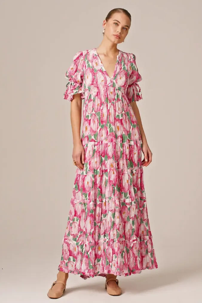 Bohemian Maxi Dress in Peonies