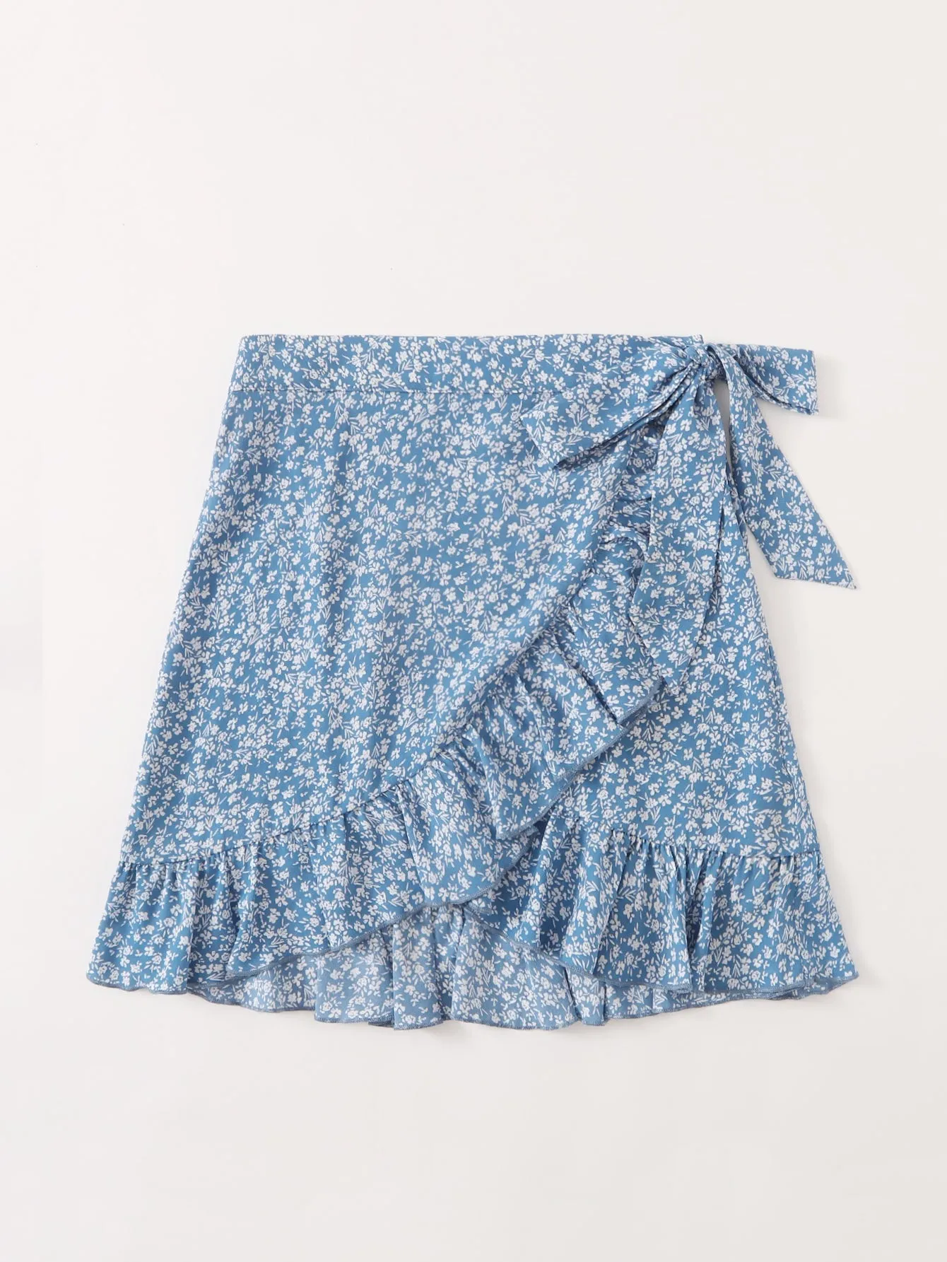Boho Ditsy Floral Tie Front High Waist Short Women Skirt