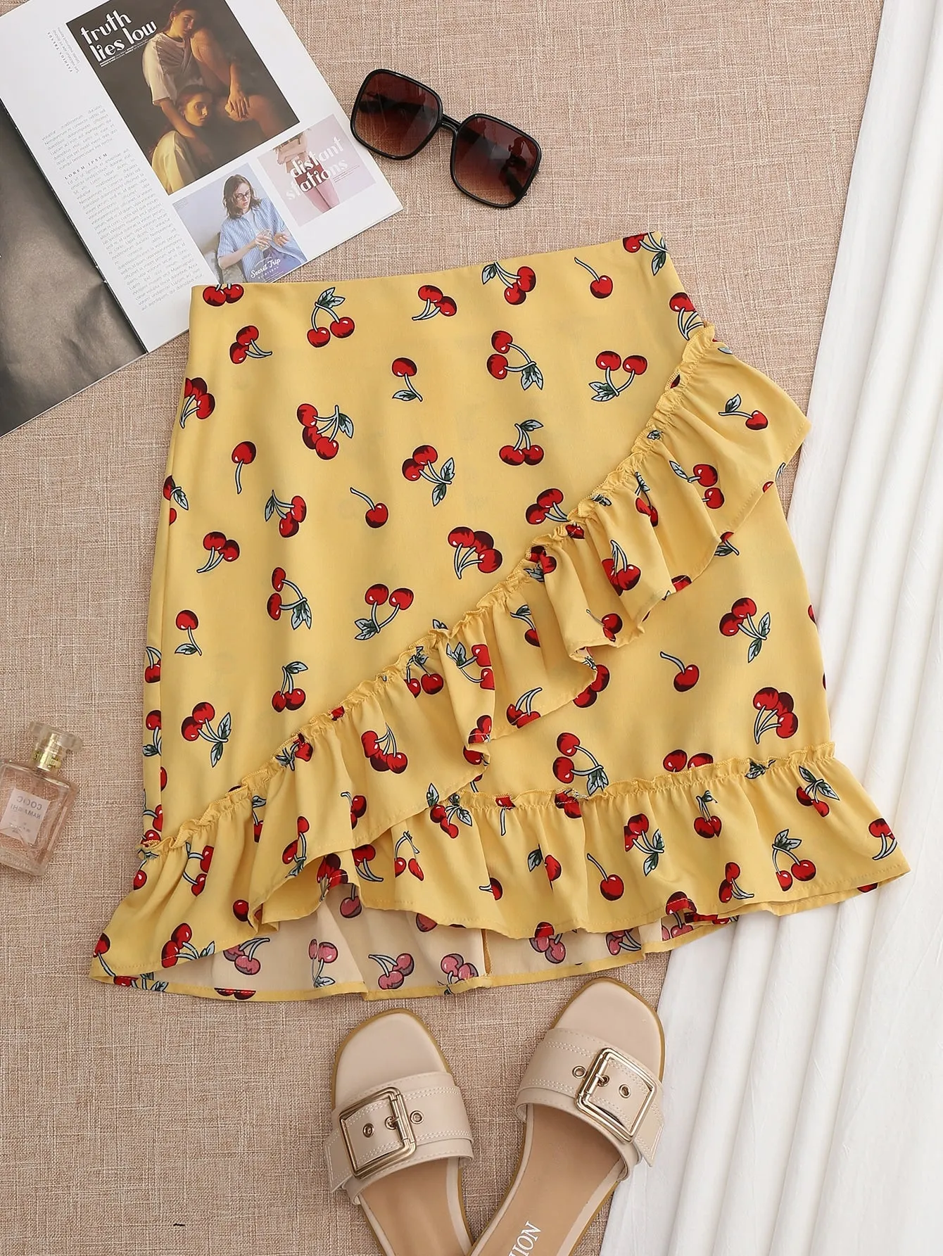 Boho Fruit&Vegetable Zipper High Waist Mini Women Skirt