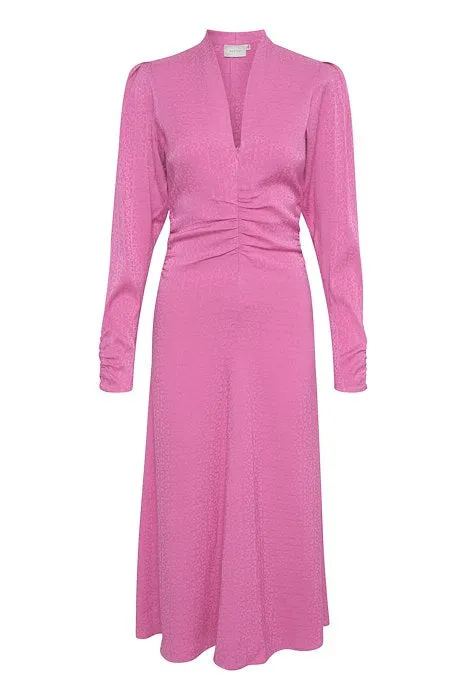 BrinaGZ Midi V-Neck Dress - Super Pink