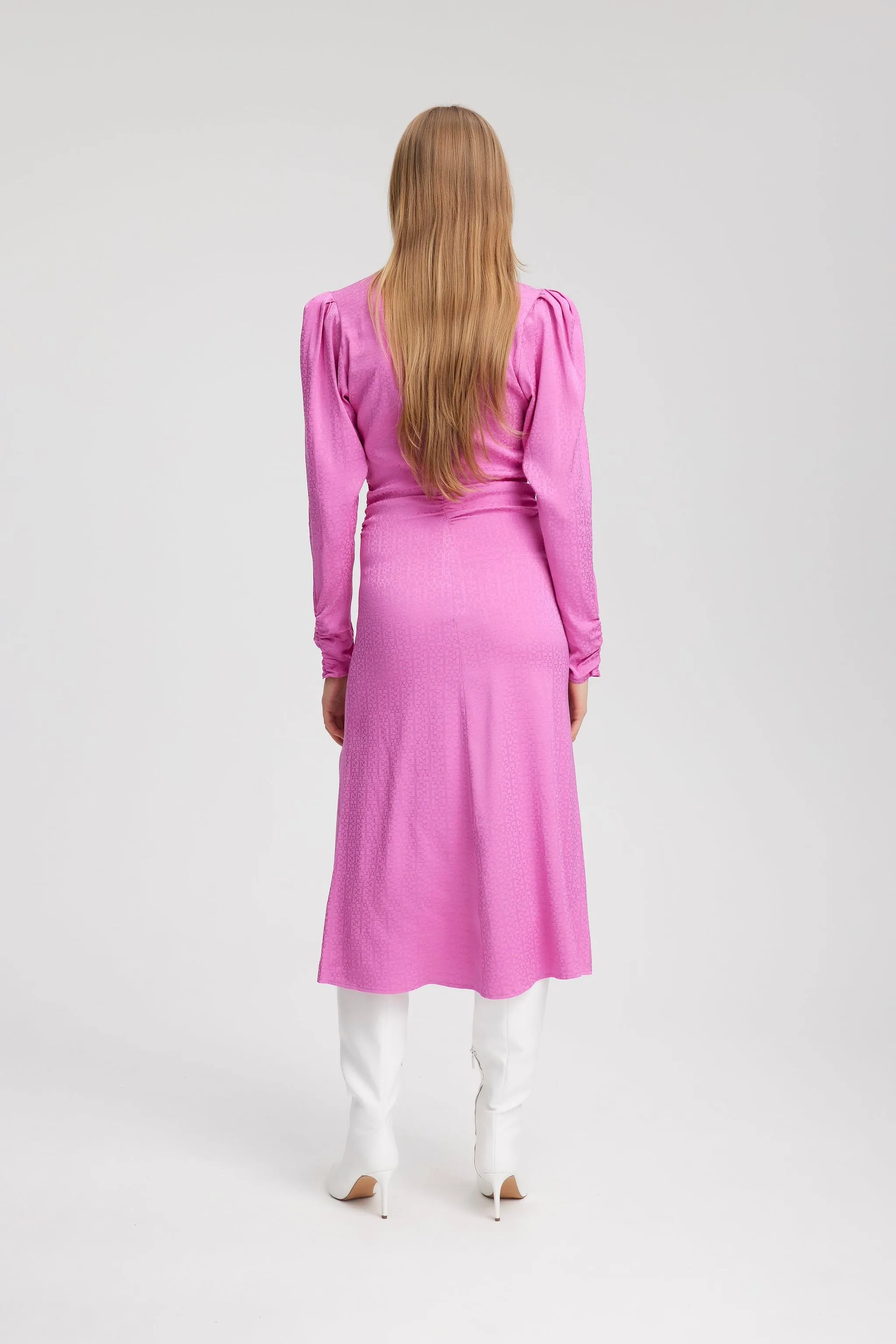 BrinaGZ Midi V-Neck Dress - Super Pink