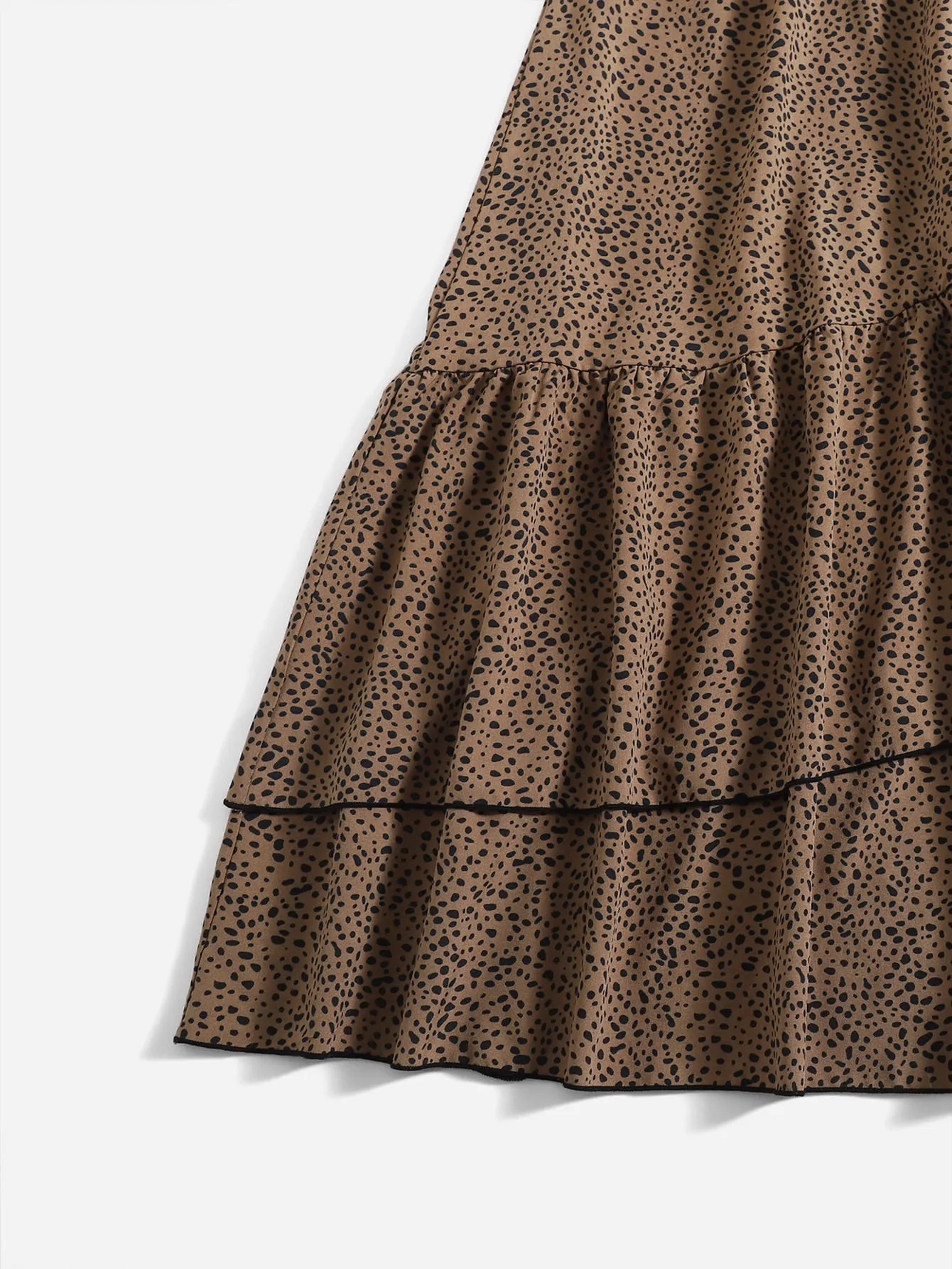 Casual All Over Print Ruffle High Waist Long Women Skirt