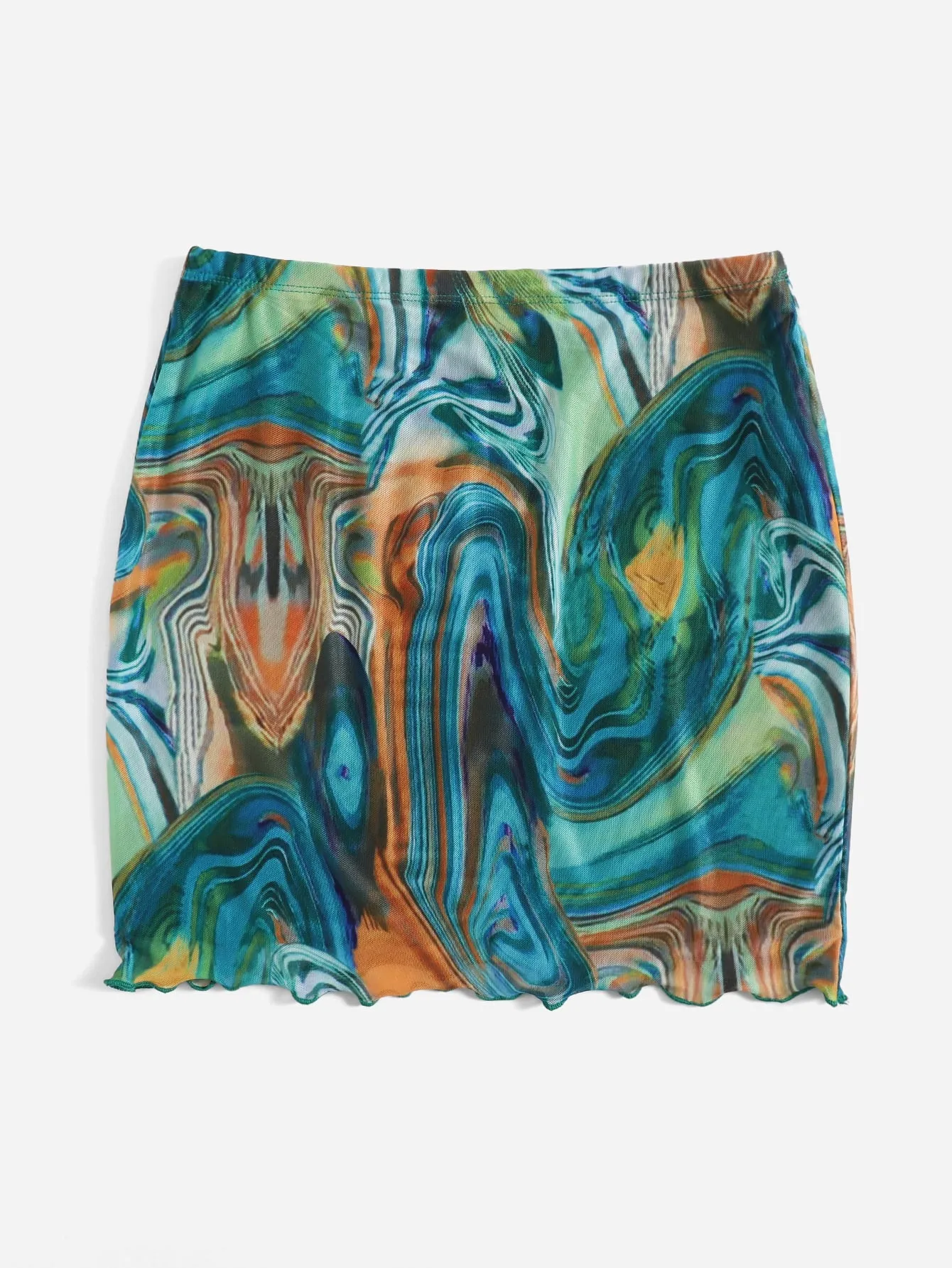 Casual Marble Frill Natural Mini Women Skirt