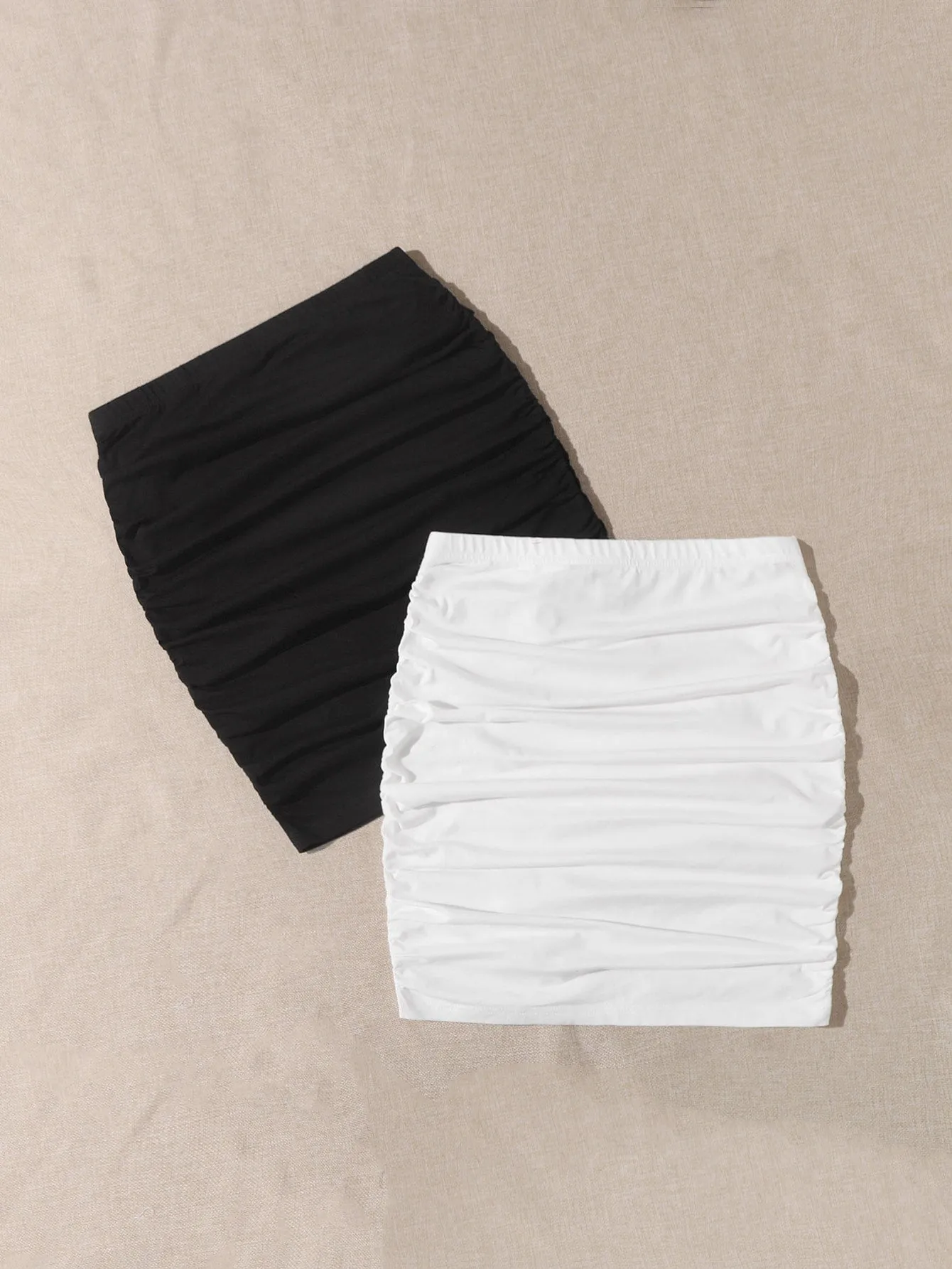 Casual Plain Ruched High Waist Mini Women Skirts