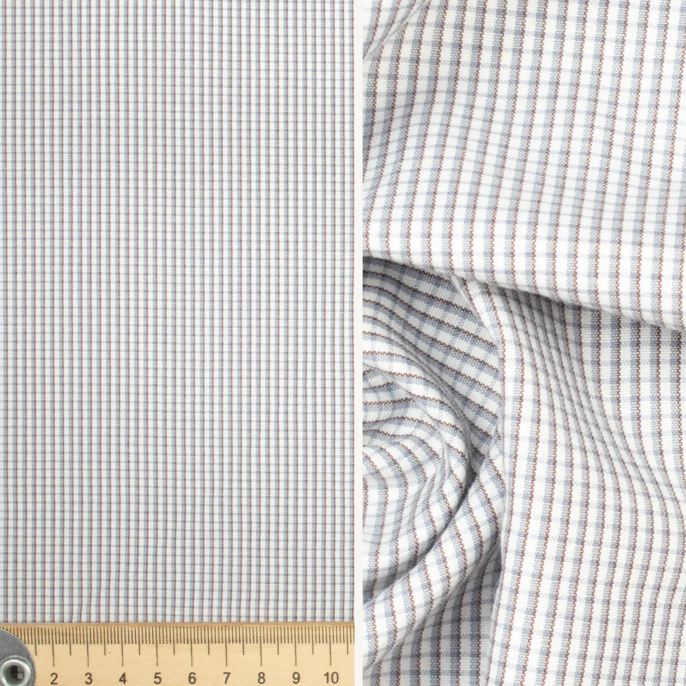 Check Shirting Design-2 Silver & Brown
