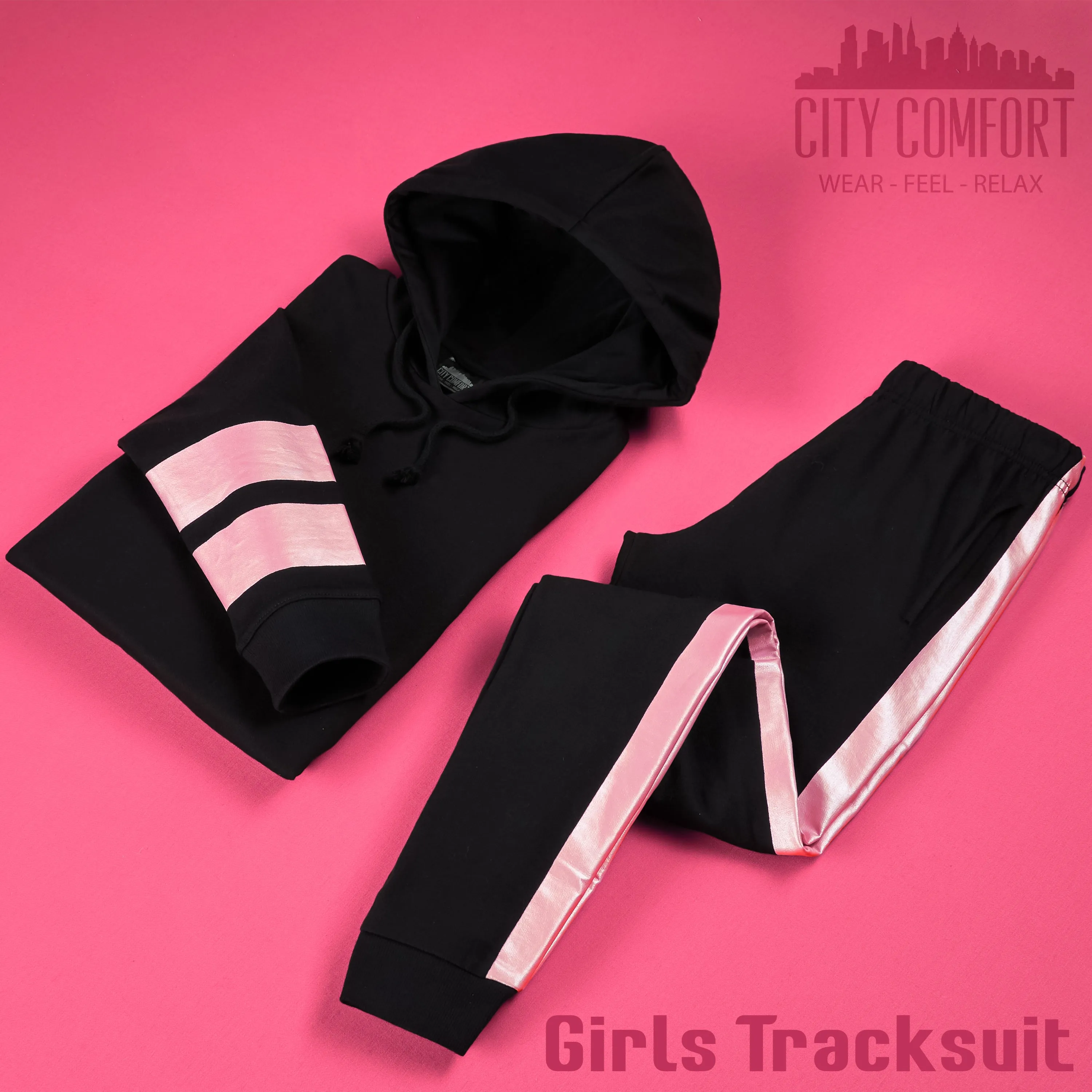 CityComfort Girls Tracksuit Set - RoseGold- Tracksuit for Girls