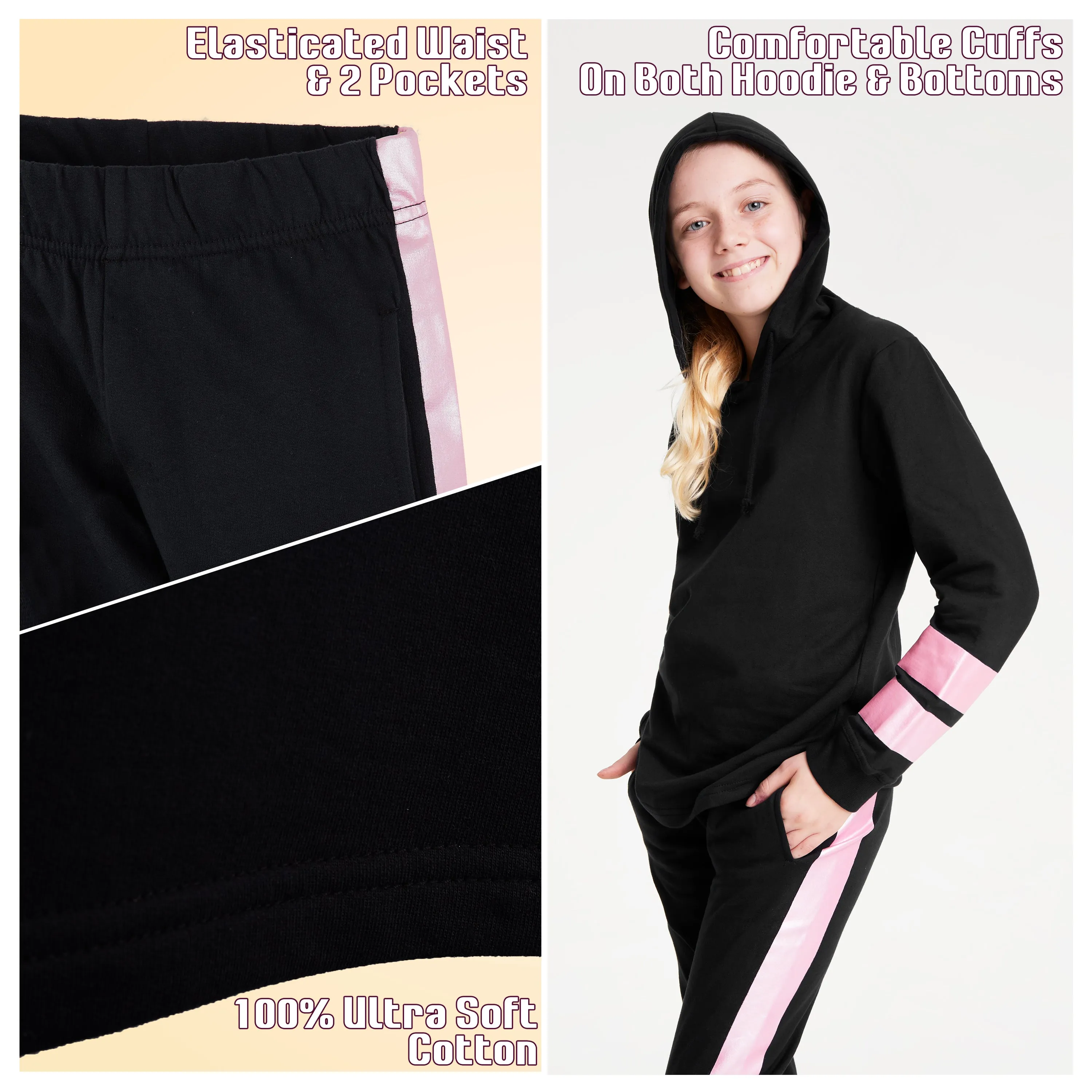 CityComfort Girls Tracksuit Set - RoseGold- Tracksuit for Girls