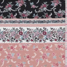 Clay Orange/Black Floral Wallpaper Stripe Poplin Fabric