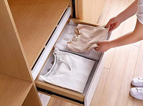 Closet Mess Killer l Foldable Stackable Folded T-Shirt Clothing Organizer l Fold Sort Laundry System l For Drawers, Dresser, Shelves, Suitcase, Wardrobe, Cabinets l Large (Jeans/Pants), Pack of 5