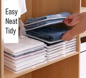 Closet Mess Killer l Foldable Stackable Folded T-Shirt Clothing Organizer l Fold Sort Laundry System l For Drawers, Dresser, Shelves, Suitcase, Wardrobe, Cabinets l Large (Jeans/Pants), Pack of 5