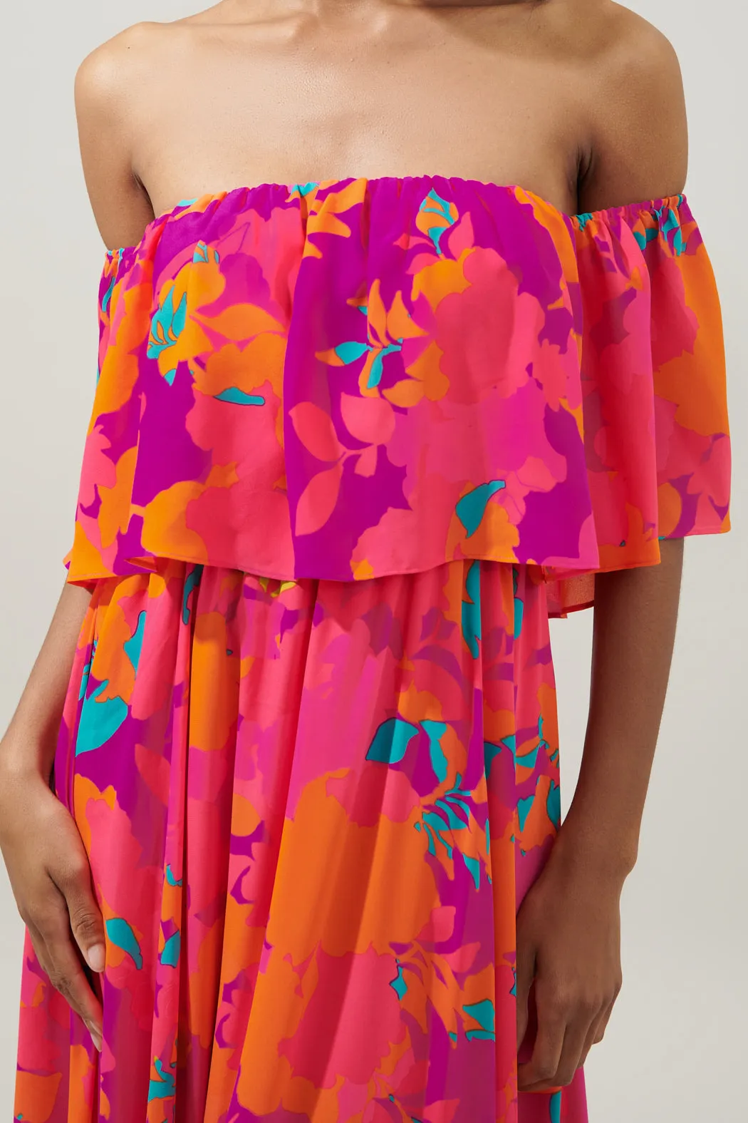 Constance Floral Enamored Off the Shoulder Ruffle Dress