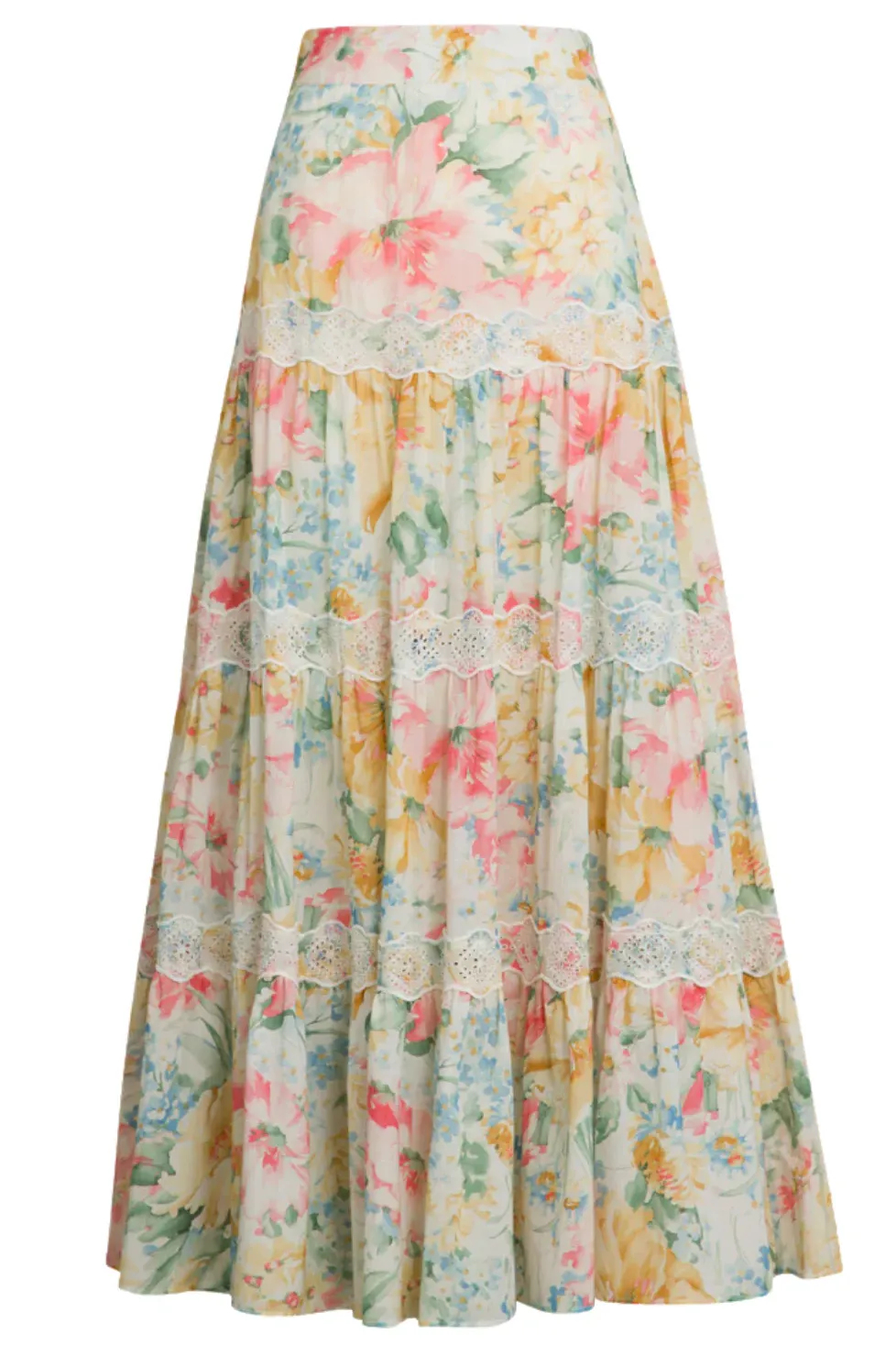 Cotton Slub Skirt in Blooming Pastels