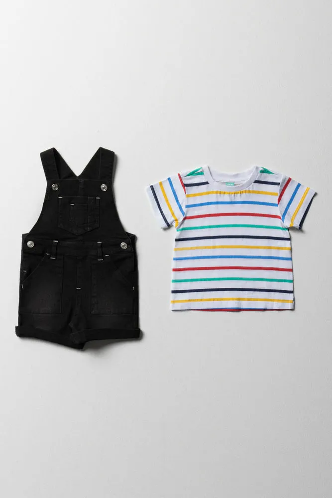 Denim Dungaree Set Black