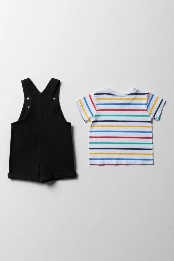Denim Dungaree Set Black