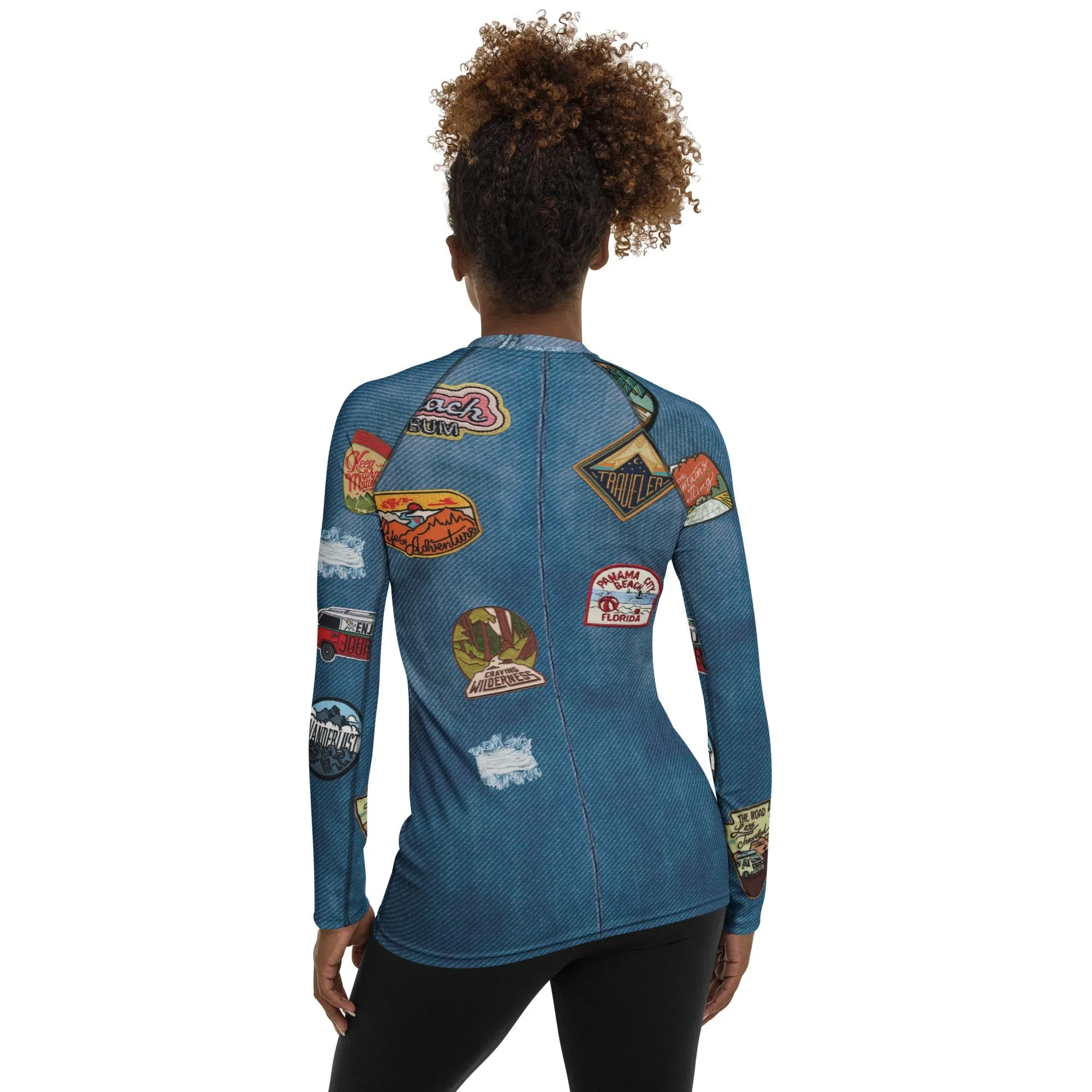 Denim Patch Print Rash Guard