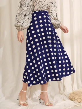 Elegant Polka Dot High Waist Long Women Skirt
