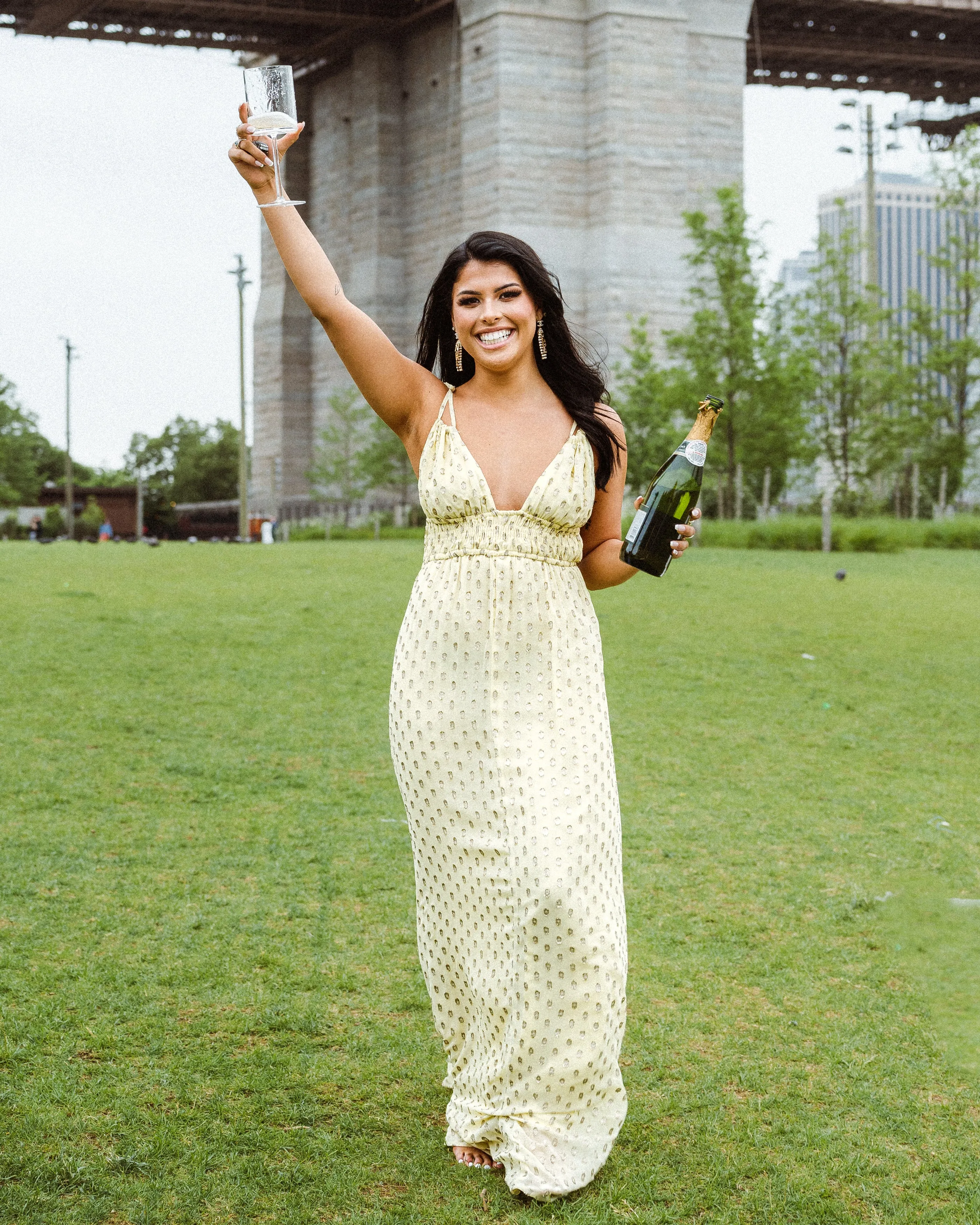 Fiona Flowy Polka Dot Maxi Dress with Adjustable Tassel Straps