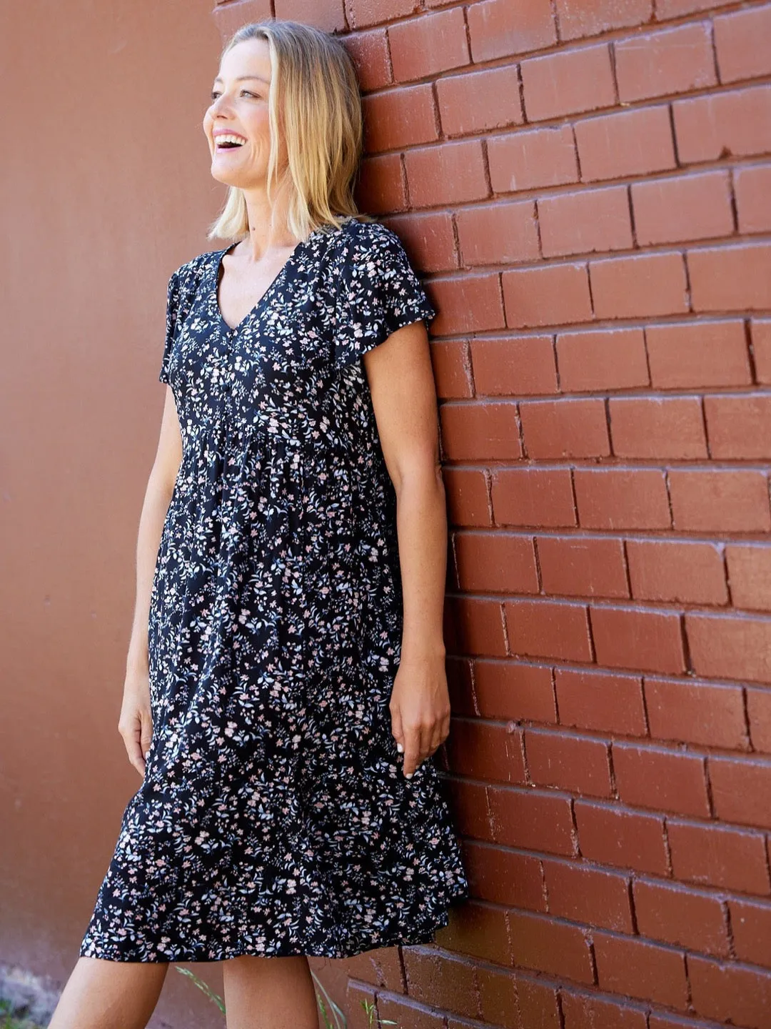 Flounce Dress - BLACK DITSY 27332-S