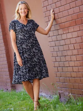 Flounce Dress - BLACK DITSY 27332-S
