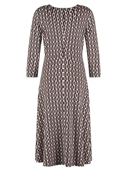 GERRY WEBER<BR>
Jersey Print Dress<BR>
Black/Sand<BR>