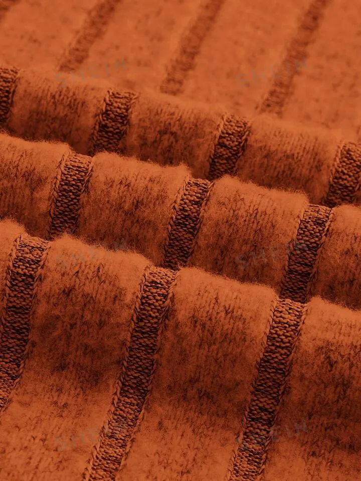 High waist ribbed knit skirt in orange