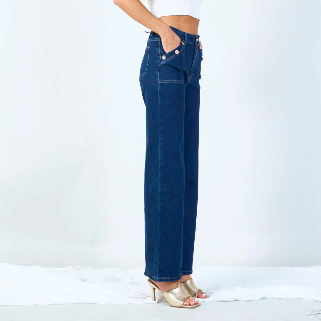 High-waisted sailor-inspired flared jeans wholesale