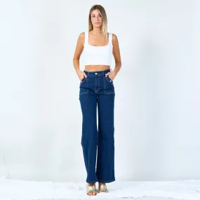 High-waisted sailor-inspired flared jeans wholesale