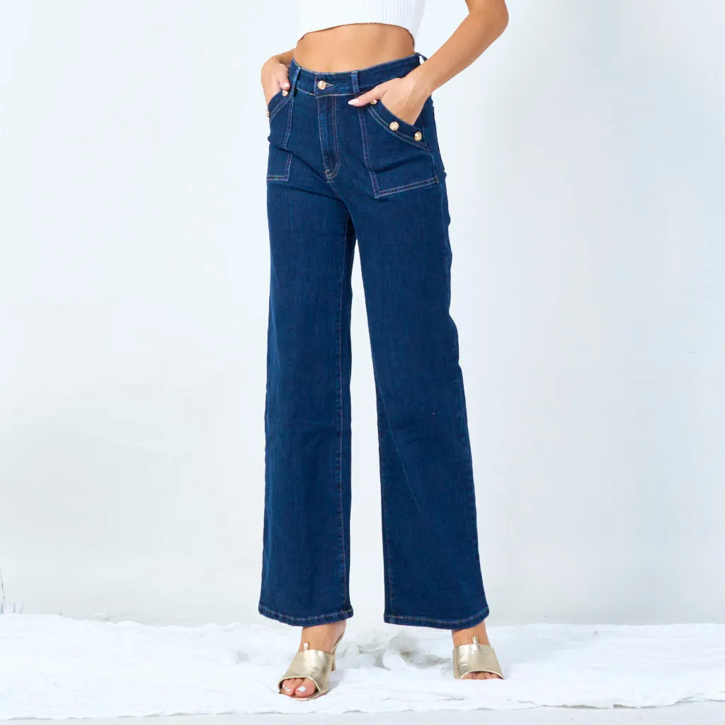 High-waisted sailor-inspired flared jeans wholesale