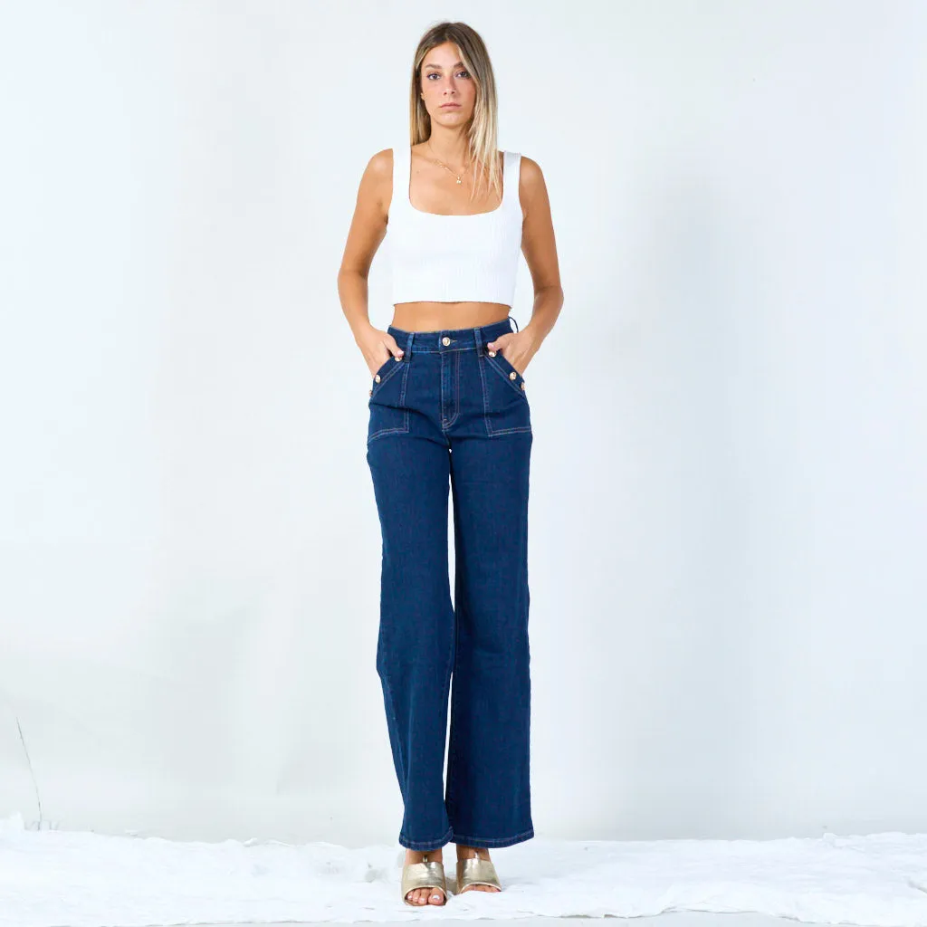 High-waisted sailor-inspired flared jeans wholesale