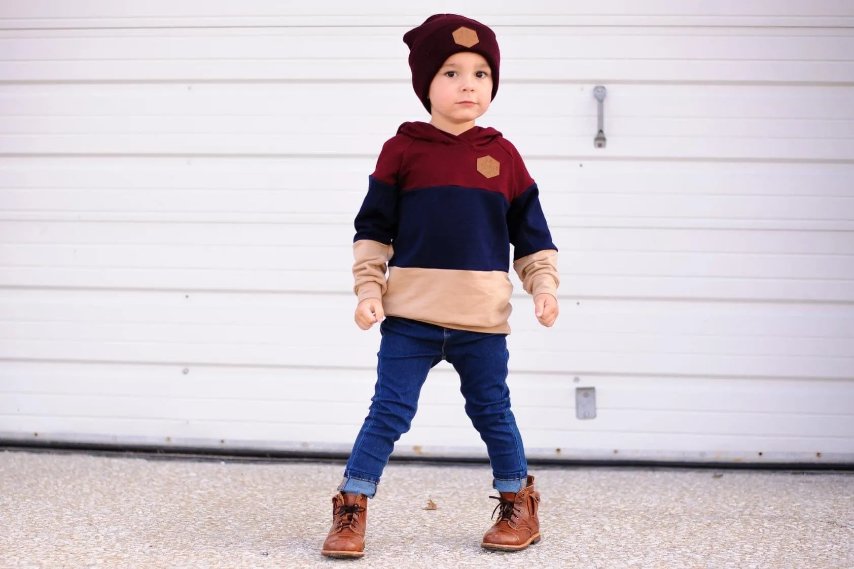 HIPSTER Toddler Boy Beanie, Matching Toddler Beanie, Hipster Beanie, Faux Leather Patch Beanie