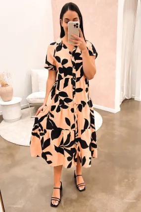 Kirby Midi Dress Orange Black