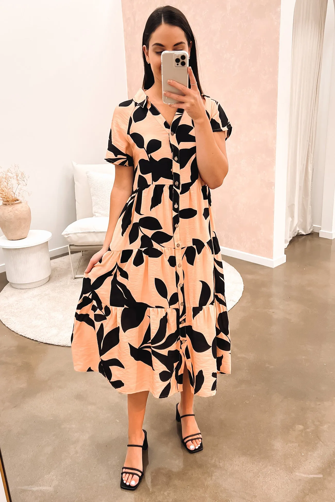 Kirby Midi Dress Orange Black