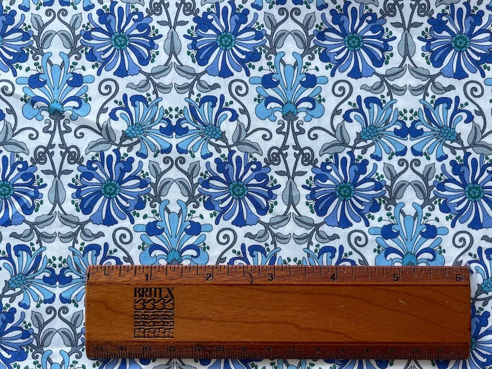Liberty of London Honeysuckle Delft Blue Cotton Poplin (Made in Italy)