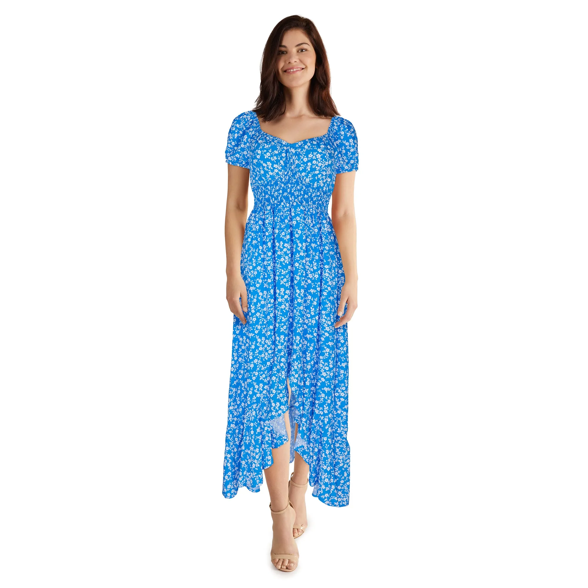 lily morgan Women's Puffed Sleeve Midi-Dress