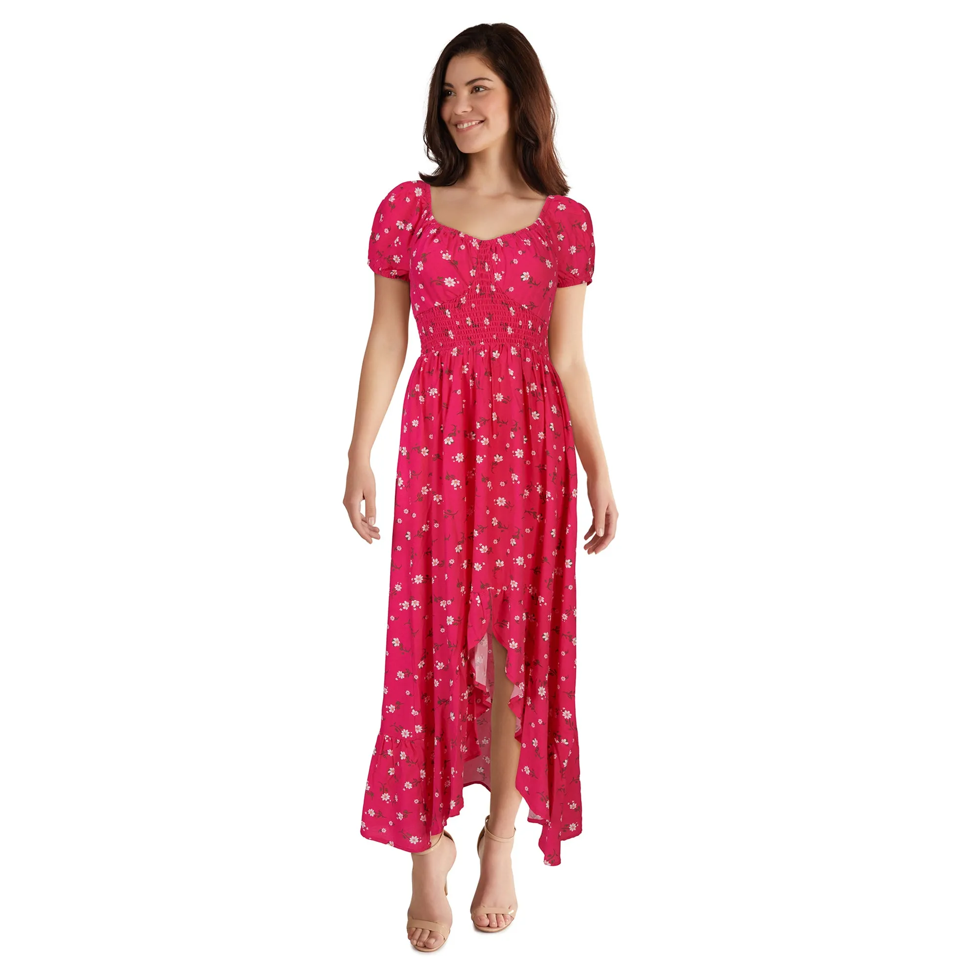 lily morgan Women's Puffed Sleeve Midi-Dress
