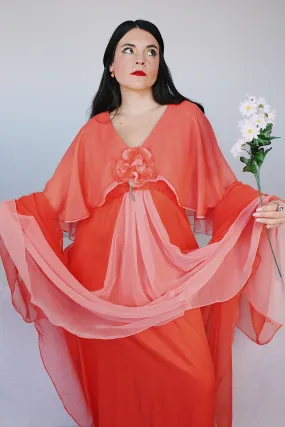 Maxi Dress with Cape Sleeves