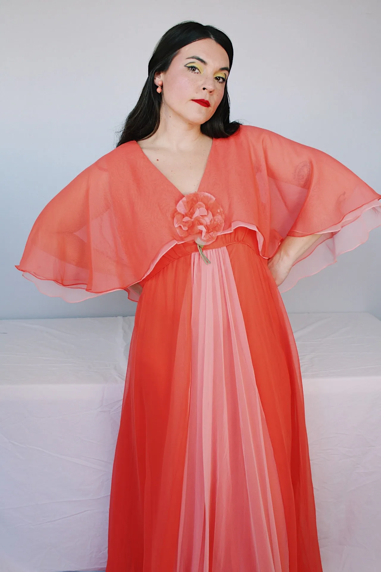 Maxi Dress with Cape Sleeves