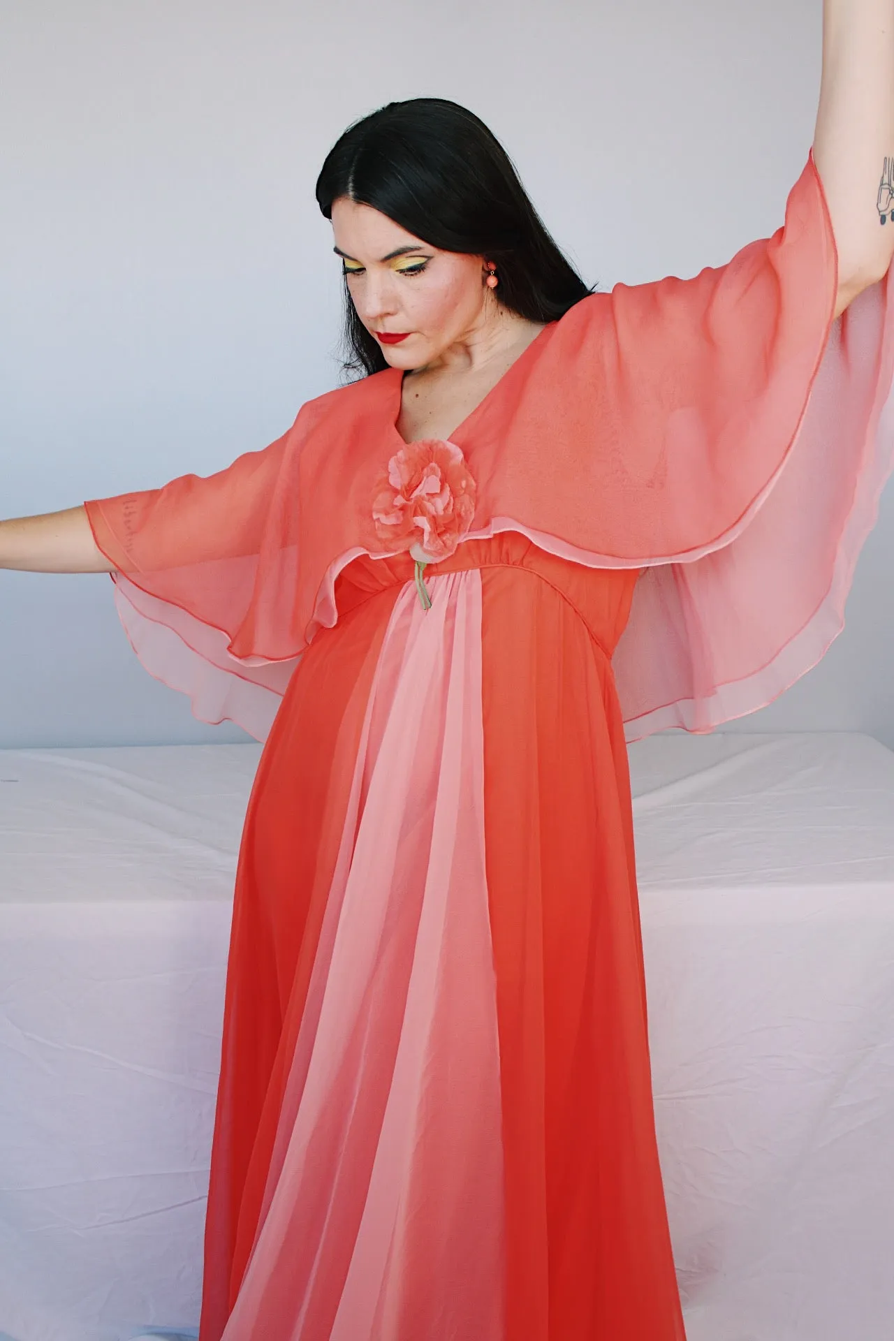 Maxi Dress with Cape Sleeves