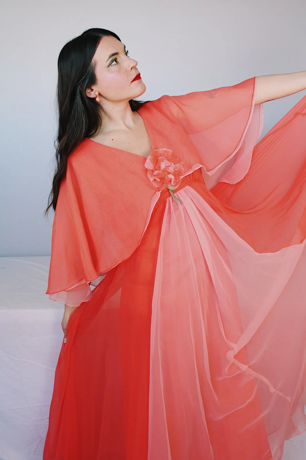 Maxi Dress with Cape Sleeves