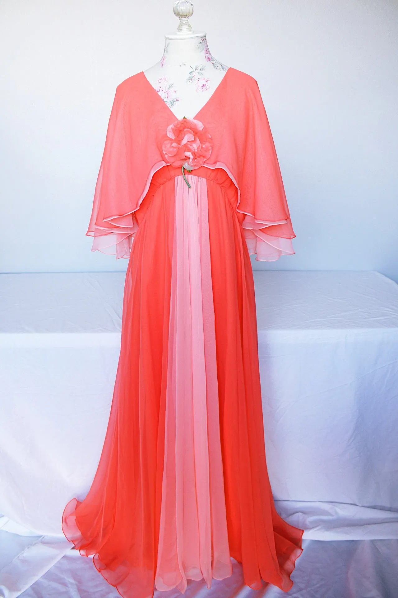 Maxi Dress with Cape Sleeves