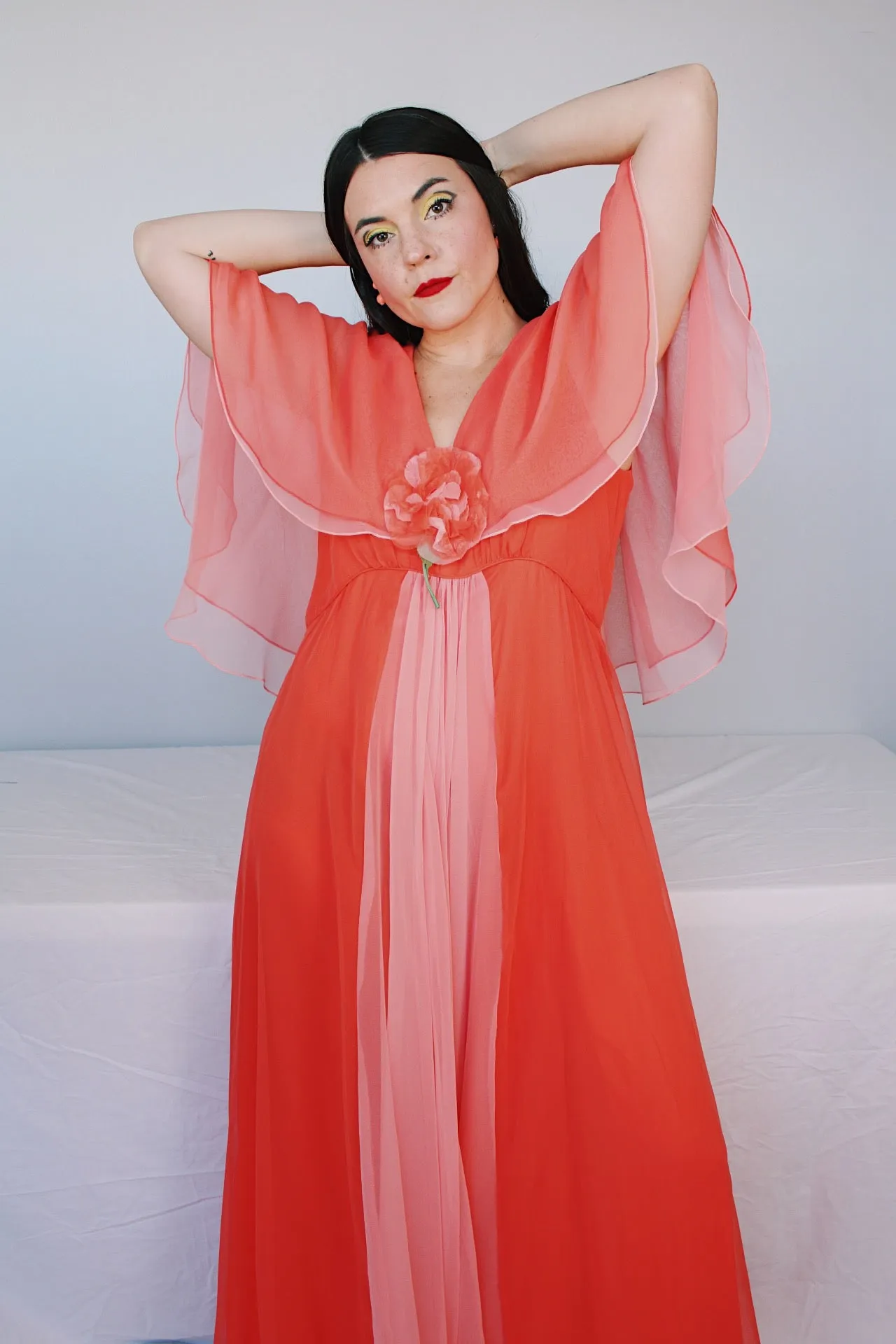 Maxi Dress with Cape Sleeves